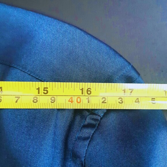 Book's Menswear SZ M Teal Soft Taffeta Men's Button Up Shirt with Sheen - Picture 8 of 10